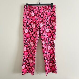 Jules & Leopold Pink and Black Floral Pull On Pants size Large